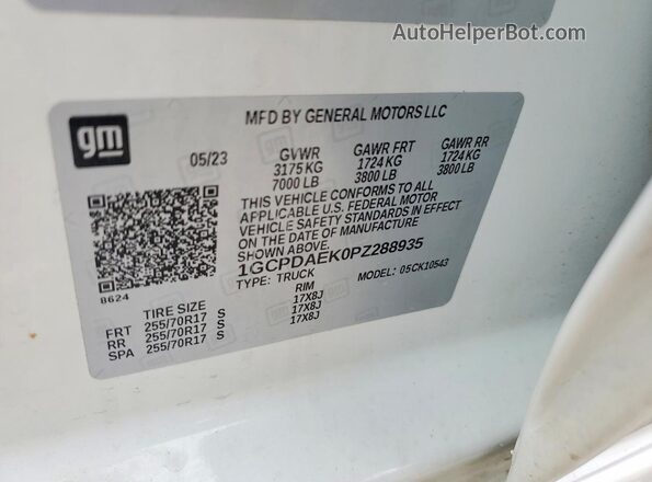 1GCPDAEK0PZ288935 2023 CHEVROLET SILVERADO Белый Вид подкапотного пространства