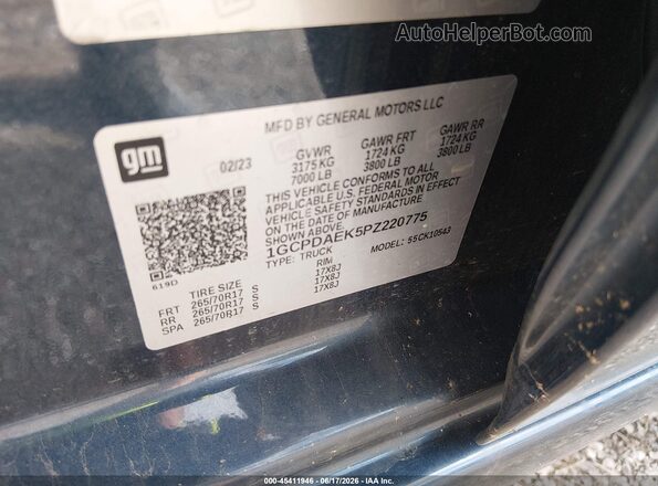 1GCPDAEK5PZ220775 2023 CHEVROLET SILVERADO Blue Շարժիչի բաժամունքի տեսք