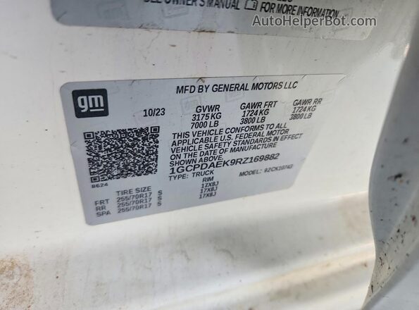 1GCPDAEK9RZ169882 2024 CHEVROLET SILVERADO Белый Вид подкапотного пространства