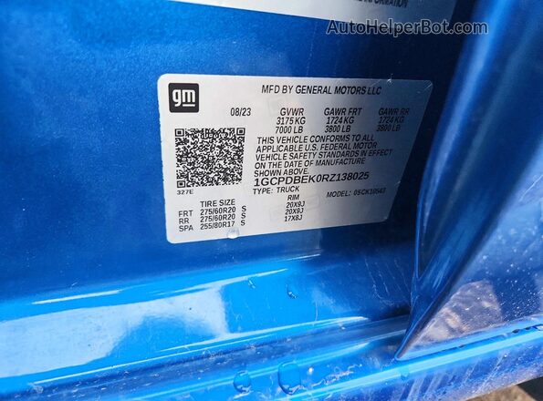 1GCPDBEK0RZ138025 2024 CHEVROLET SILVERADO Синий Вид подкапотного пространства