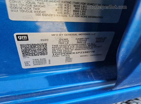 1GCPDBEK1PZ198778 2023 CHEVROLET SILVERADO Blue Widok komory silnika