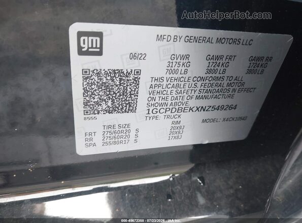 1GCPDBEKXNZ549264 2022 CHEVROLET SILVERADO Черный Вид подкапотного пространства