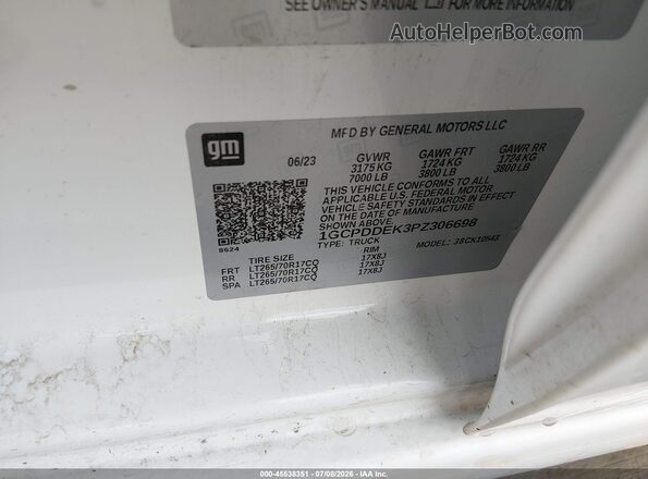 1GCPDDEK3PZ306698 2023 CHEVROLET SILVERADO White Widok komory silnika