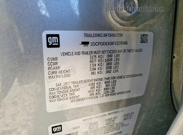 1GCPDDEK6PZ226988 2023 CHEVROLET SILVERADO Gray Widok komory silnika