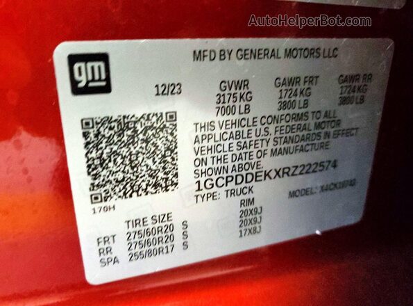 1GCPDDEKXRZ222574 2024 CHEVROLET SILVERADO Red ძრავის განყოფილების ხედი