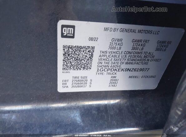 1GCPDKEK0NZ619077 2022 CHEVROLET SILVERADO Black Engine compartment view