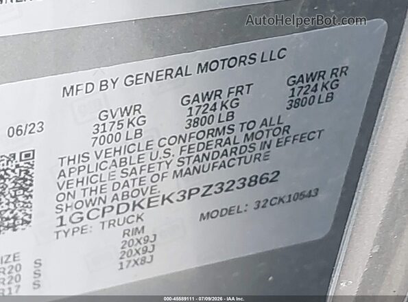 1GCPDKEK3PZ323862 2023 CHEVROLET SILVERADO Серый Вид подкапотного пространства