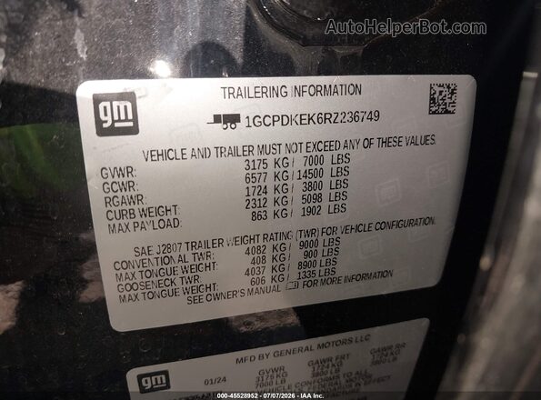 1GCPDKEK6RZ236749 2024 CHEVROLET SILVERADO Черный Вид подкапотного пространства