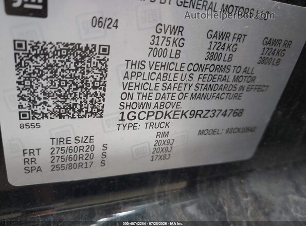 1GCPDKEK9RZ374768 2024 CHEVROLET SILVERADO Black Вид підкапотного простору