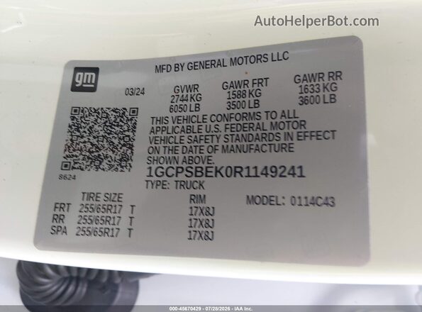 1GCPSBEK0R1149241 2024 CHEVROLET COLORADO Red Widok komory silnika