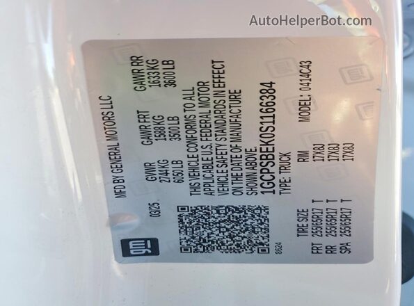 1GCPSBEK0S1166384 2025 CHEVROLET COLORADO White Вид підкапотного простору