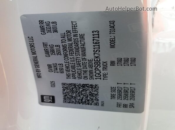 1GCPSBEK7S1167113 2025 CHEVROLET COLORADO White Vista del compartimento del motor