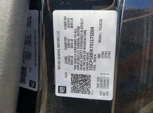 1GCPSBEK7S1173204 2025 CHEVROLET COLORADO Black Вид підкапотного простору