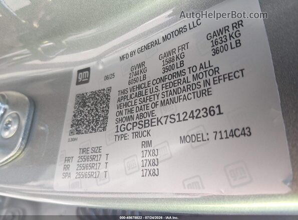 1GCPSBEK7S1242361 2025 CHEVROLET COLORADO Gray Engine compartment view