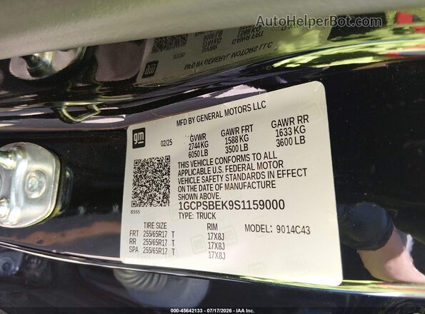 1GCPSBEK9S1159000 2025 CHEVROLET COLORADO Black Շարժիչի բաժամունքի տեսք