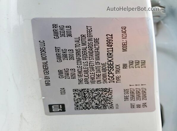 1GCPSBEKXR1149912 2024 CHEVROLET COLORADO White Vista del compartimento del motor