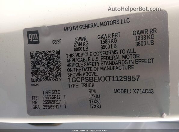 1GCPSBEKXT1129957 2026 CHEVROLET COLORADO White Շարժիչի բաժամունքի տեսք