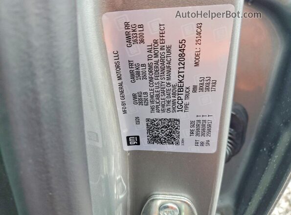 1GCPTBEK2T1208455 2026 CHEVROLET COLORADO Серый Вид наклейки с VIN-кодом