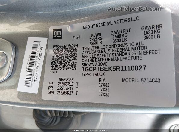 1GCPTBEK5R1110027 2024 CHEVROLET COLORADO Gray Vista del compartimento del motor