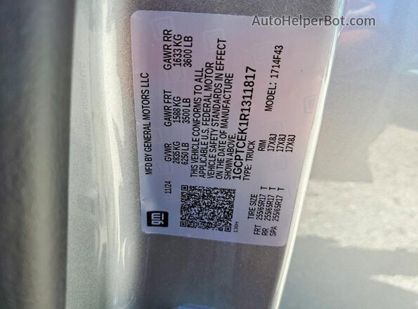 1GCPTCEK1R1311817 2024 CHEVROLET COLORADO Серый Вид подкапотного пространства