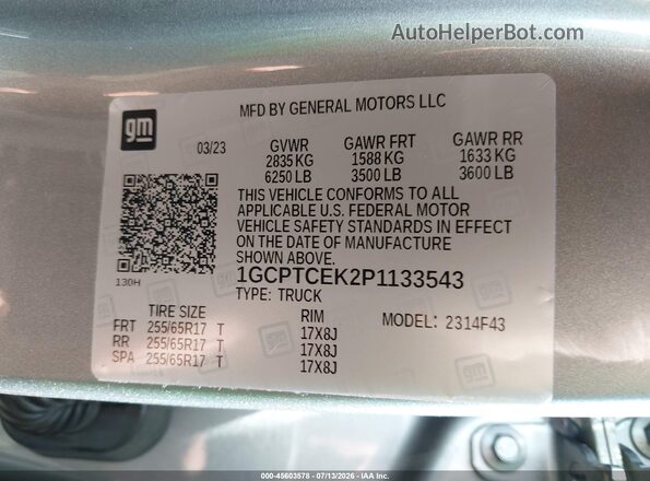 1GCPTCEK2P1133543 2023 CHEVROLET COLORADO Silver Вид підкапотного простору