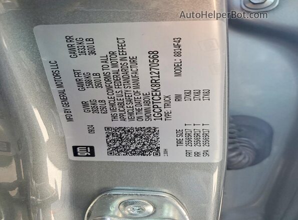 1GCPTCEK8R1270568 2024 CHEVROLET COLORADO Silver VIN կոդի պիտակի տեսք