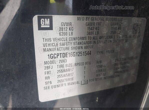 1GCPTDE16G1251544 2016 CHEVROLET COLORADO Black ძრავის განყოფილების ხედი
