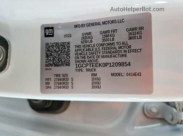 1GCPTEEK0P1209854 2023 CHEVROLET COLORADO White Շարժիչի բաժամունքի տեսք