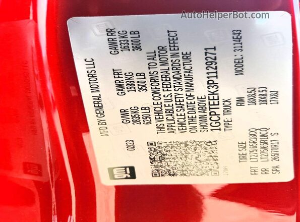 1GCPTEEK3P1129271 2023 CHEVROLET COLORADO Red Вид підкапотного простору