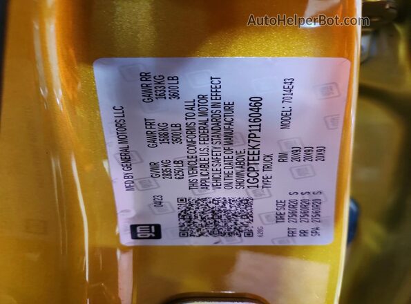 1GCPTEEK7P1160460 2023 CHEVROLET COLORADO Золотой Вид подкапотного пространства