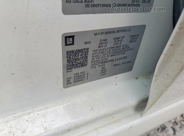 1GCPWBEH5LZ124790 2020 CHEVROLET SILVERADO White Вид підкапотного простору