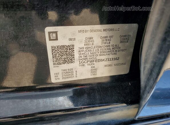 1GCPWFED5KZ113162 2019 CHEVROLET SILVERADO Черный Вид подкапотного пространства