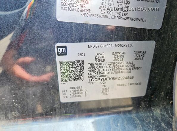 1GCPYBEK5MZ324849 2021 CHEVROLET SILVERADO Серый Вид подкапотного пространства