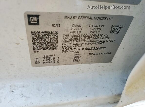 1GCPYBEK8MZ210800 2021 CHEVROLET SILVERADO White Engine compartment view