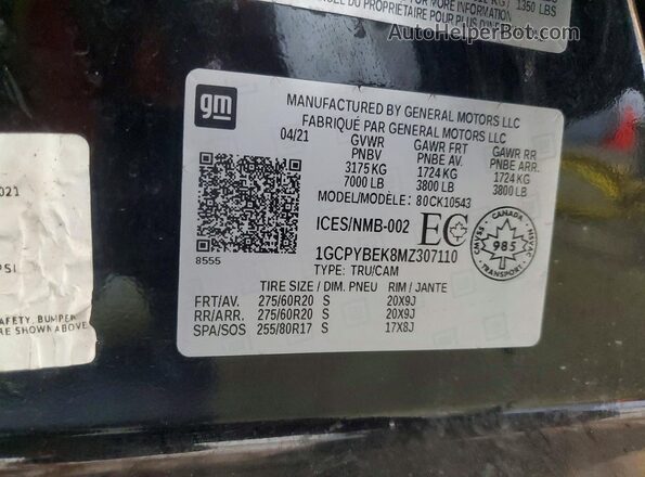1GCPYBEK8MZ307110 2021 CHEVROLET SILVERADO Black Շարժիչի բաժամունքի տեսք
