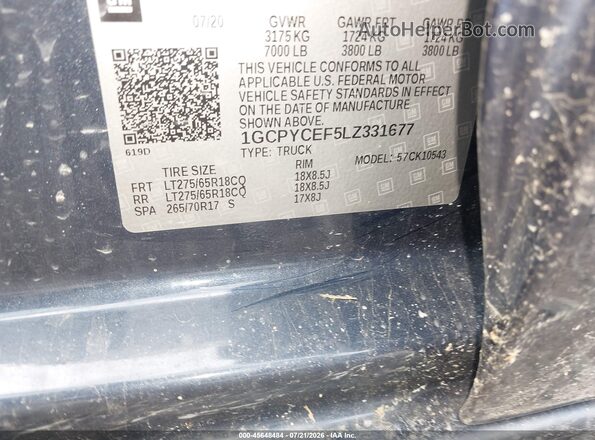 1GCPYCEF5LZ331677 2020 CHEVROLET SILVERADO Blue Շարժիչի բաժամունքի տեսք