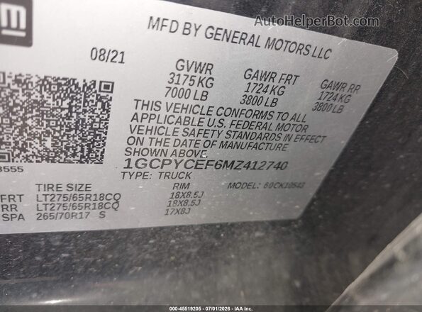 1GCPYCEF6MZ412740 2021 CHEVROLET SILVERADO Black Engine compartment view
