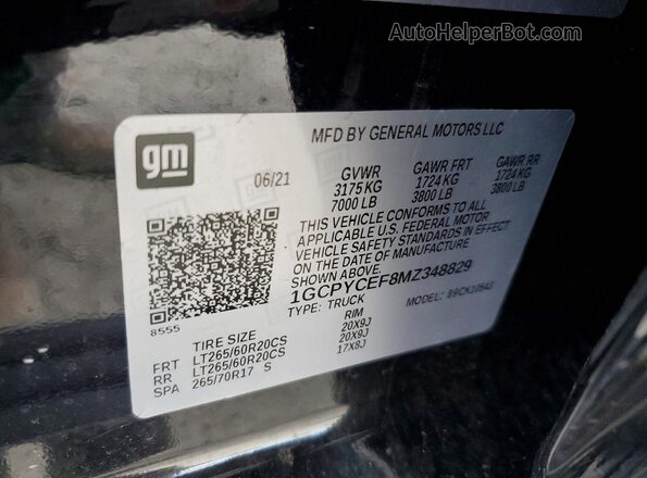 1GCPYCEF8MZ348829 2021 CHEVROLET SILVERADO Black Engine compartment view