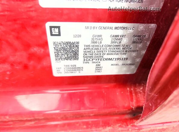1GCPYFED0MZ195119 2021 CHEVROLET SILVERADO Red Widok komory silnika