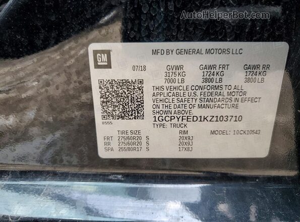 1GCPYFED1KZ103710 2019 CHEVROLET SILVERADO Black Engine compartment view