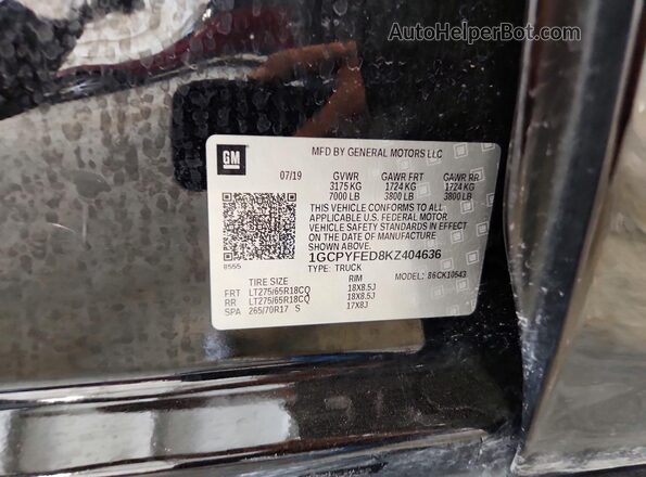 1GCPYFED8KZ404636 2019 CHEVROLET SILVERADO Черный Вид подкапотного пространства