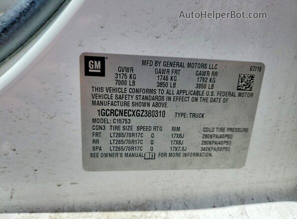 1GCRCNECXGZ380310 2016 CHEVROLET SILVERADO White Շարժիչի բաժամունքի տեսք