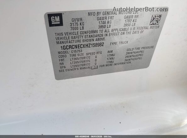 1GCRCNECXHZ158982 2017 CHEVROLET SILVERADO White Շարժիչի բաժամունքի տեսք