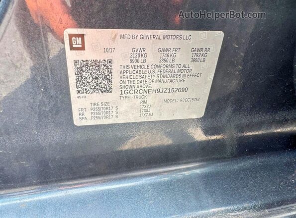 1GCRCNEH9JZ152690 2018 CHEVROLET SILVERADO Черный Вид подкапотного пространства