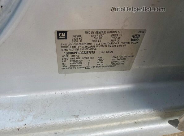 1GCRCPEC0GZ387875 2016 CHEVROLET SILVERADO Silver Widok komory silnika