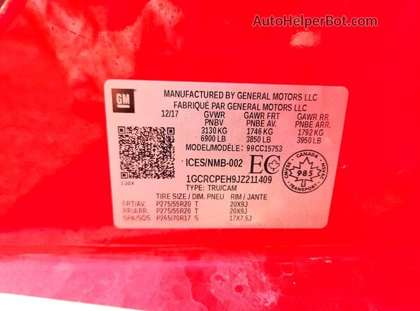 1GCRCPEH9JZ211409 2018 CHEVROLET SILVERADO Красный Вид подкапотного пространства