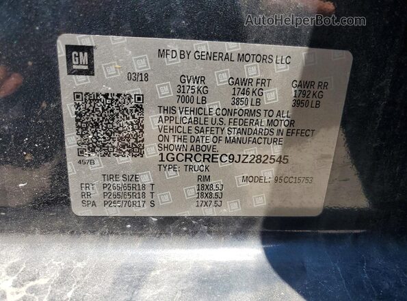 1GCRCREC9JZ282545 2018 CHEVROLET SILVERADO Gray Вид підкапотного простору