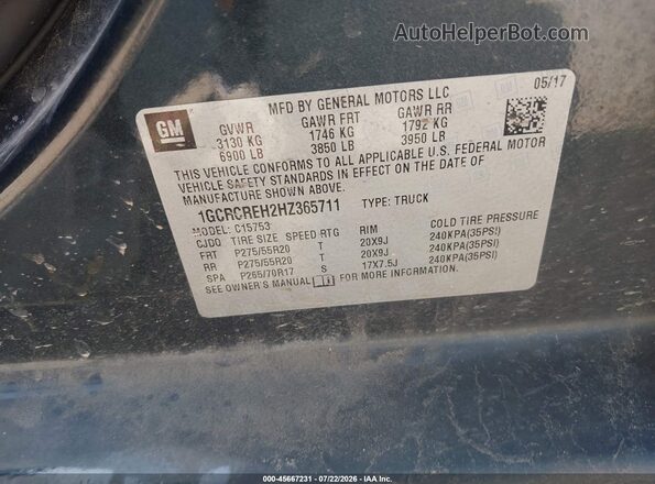1GCRCREH2HZ365711 2017 CHEVROLET SILVERADO Black ძრავის განყოფილების ხედი