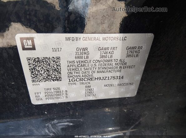 1GCRCREH9JZ175314 2018 CHEVROLET SILVERADO Black Շարժիչի բաժամունքի տեսք