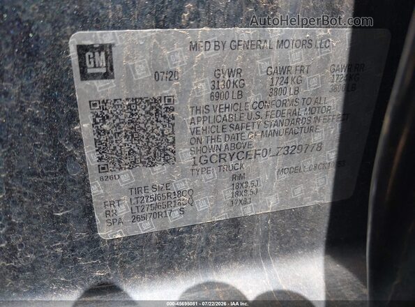 1GCRYCEF0LZ329778 2020 CHEVROLET SILVERADO Gray Widok komory silnika